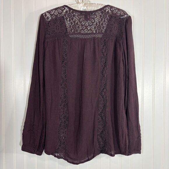 American Eagle Womens Purple Tunic Size L Crochet Lace Boho Fairy Sheer Flowy - Picture 2 of 13